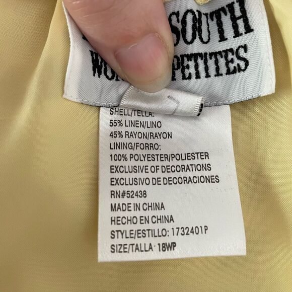 Plaza South Linen Blend Yellow MIDI Skirt with butterfly embroidery sequin Sz 18 - Picture 7 of 10